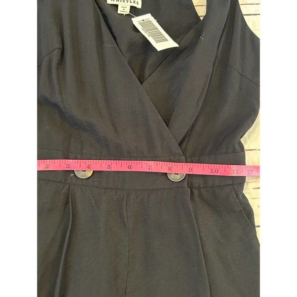Whistles Black Jumpsuit Womens Size 0 Double Button Waist Detail V Neck - Picture 4 of 10
